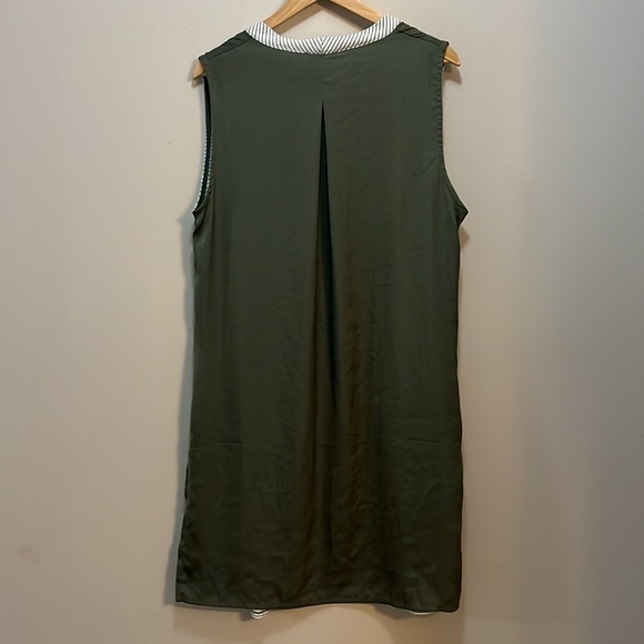 Halston Long Cardigan Sleeveless Open Front Knit Stripe & Green Duster Women L - Picture 2 of 11